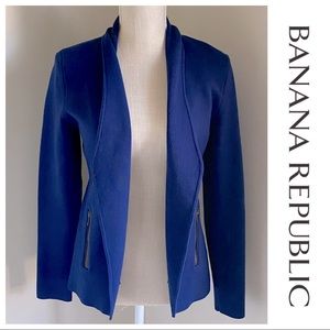 NWOT Open Front Woven Sweater Jacket, Small, Bright Blue, Banana Republic